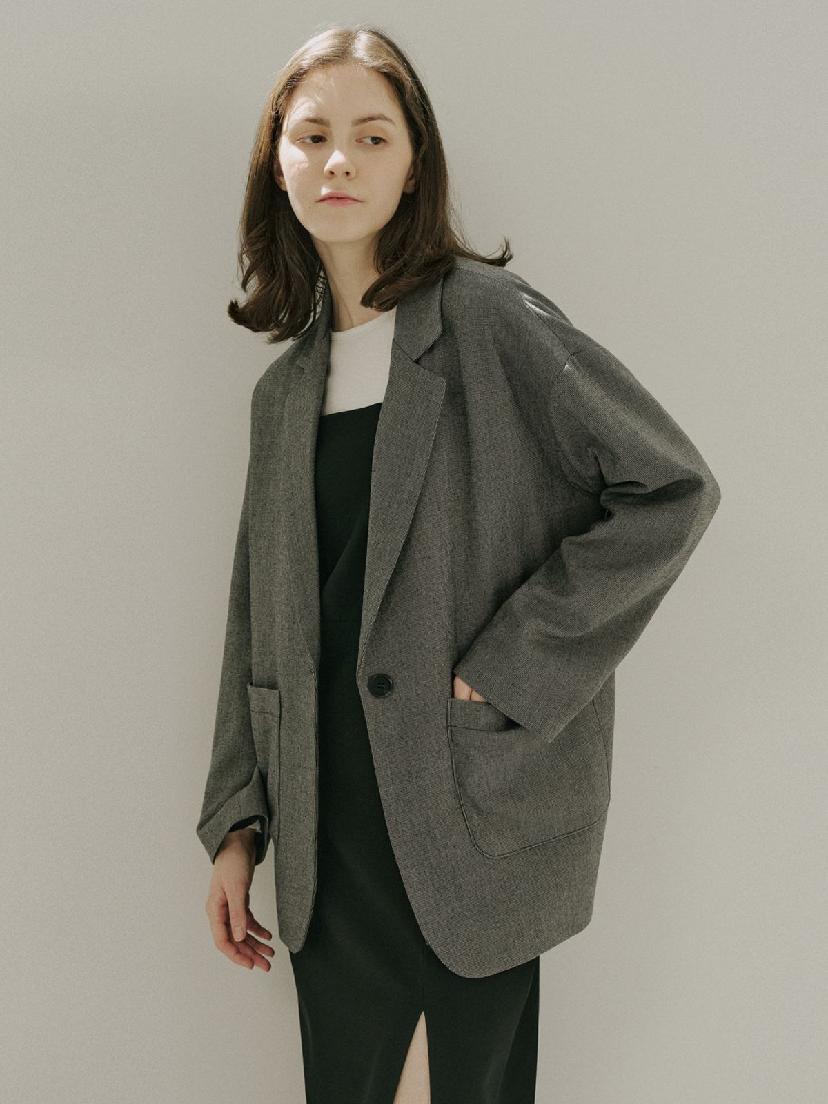 아방(AVANT-G) Small Check Overfit Jacket - Black