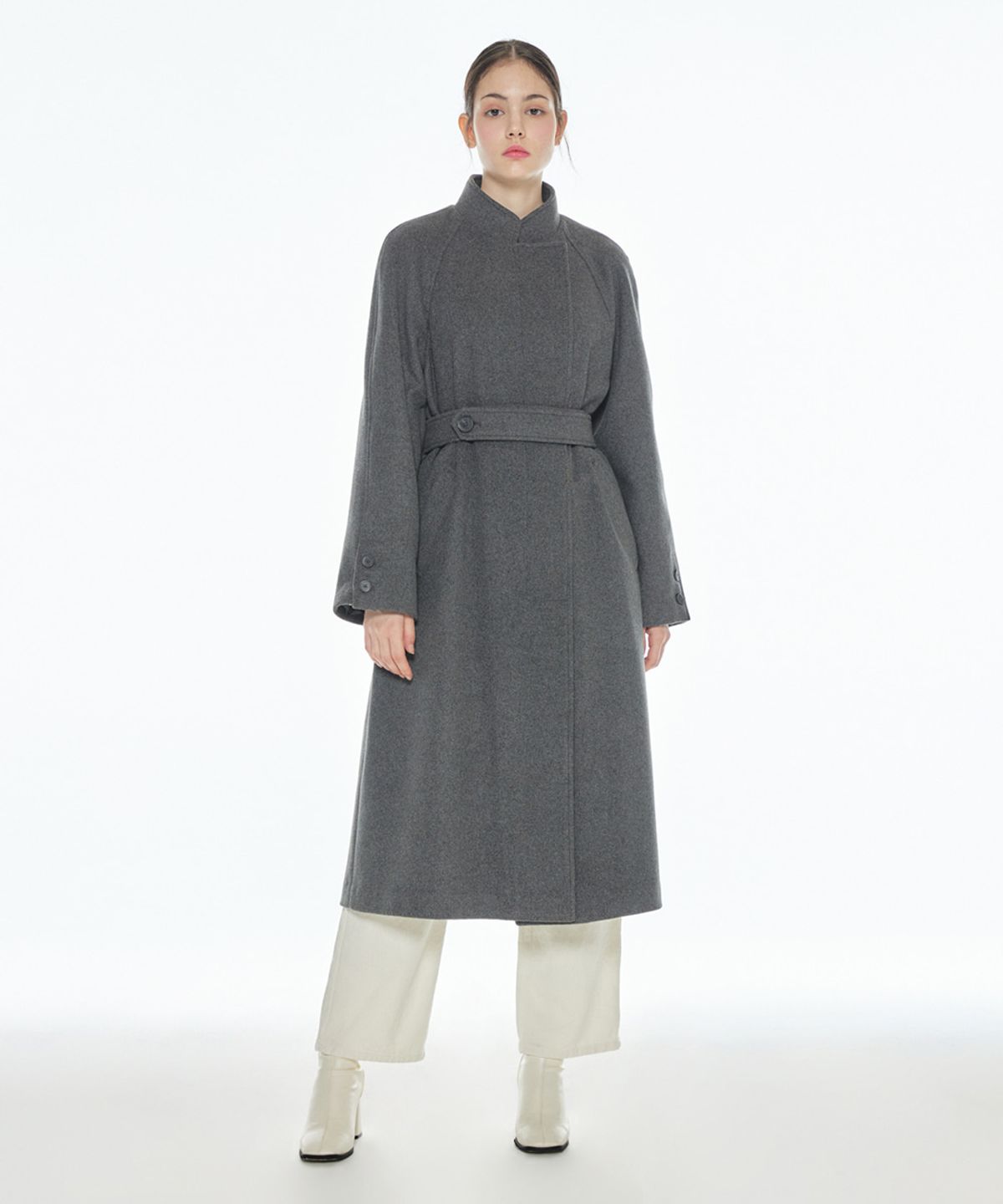 메이크어토스트(MAKE A TOAST) [22FW] BELTED BASIC COAT - Gray