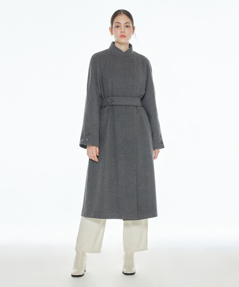[22FW] BELTED BASIC COAT - Gray