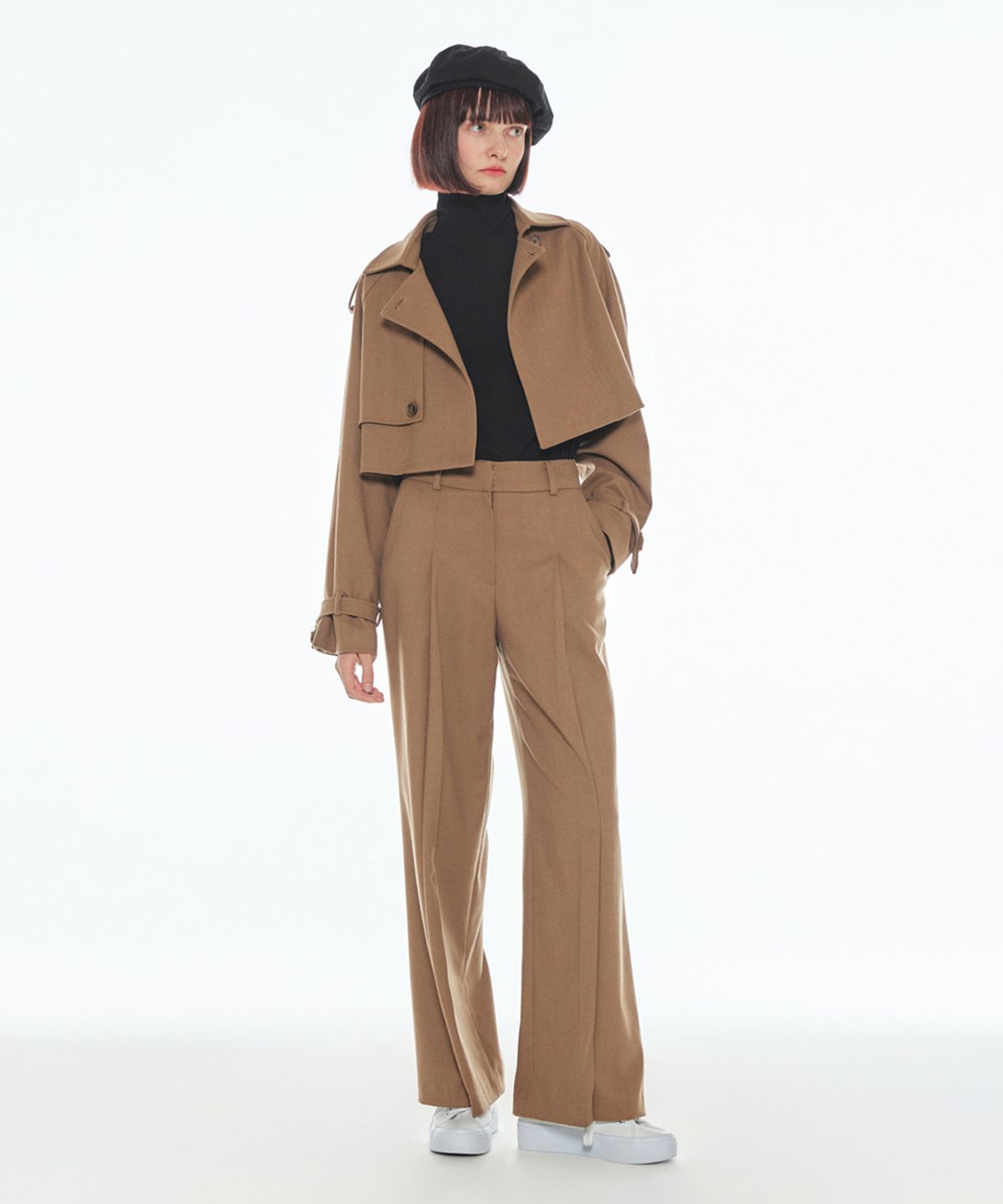메이크어토스트(MAKE A TOAST) [22FW] CROPPED SET-UP JACKET - Dark beige
