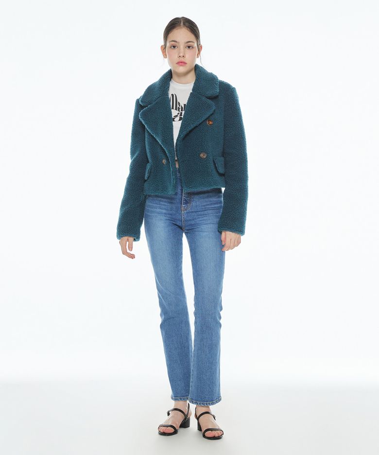 [22FW] DUMBLEDORE CROP COAT - Blue green