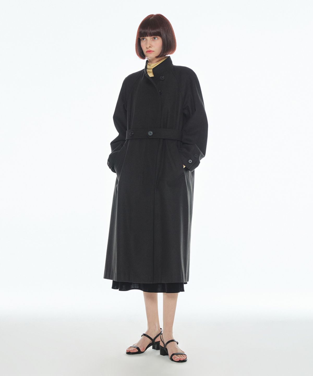 메이크어토스트(MAKE A TOAST) [22FW] BELTED BASIC COAT - Black