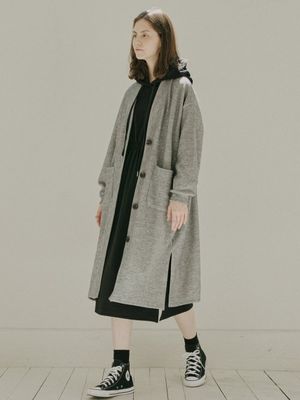 Oversize Long Knit Cardigan - GREY