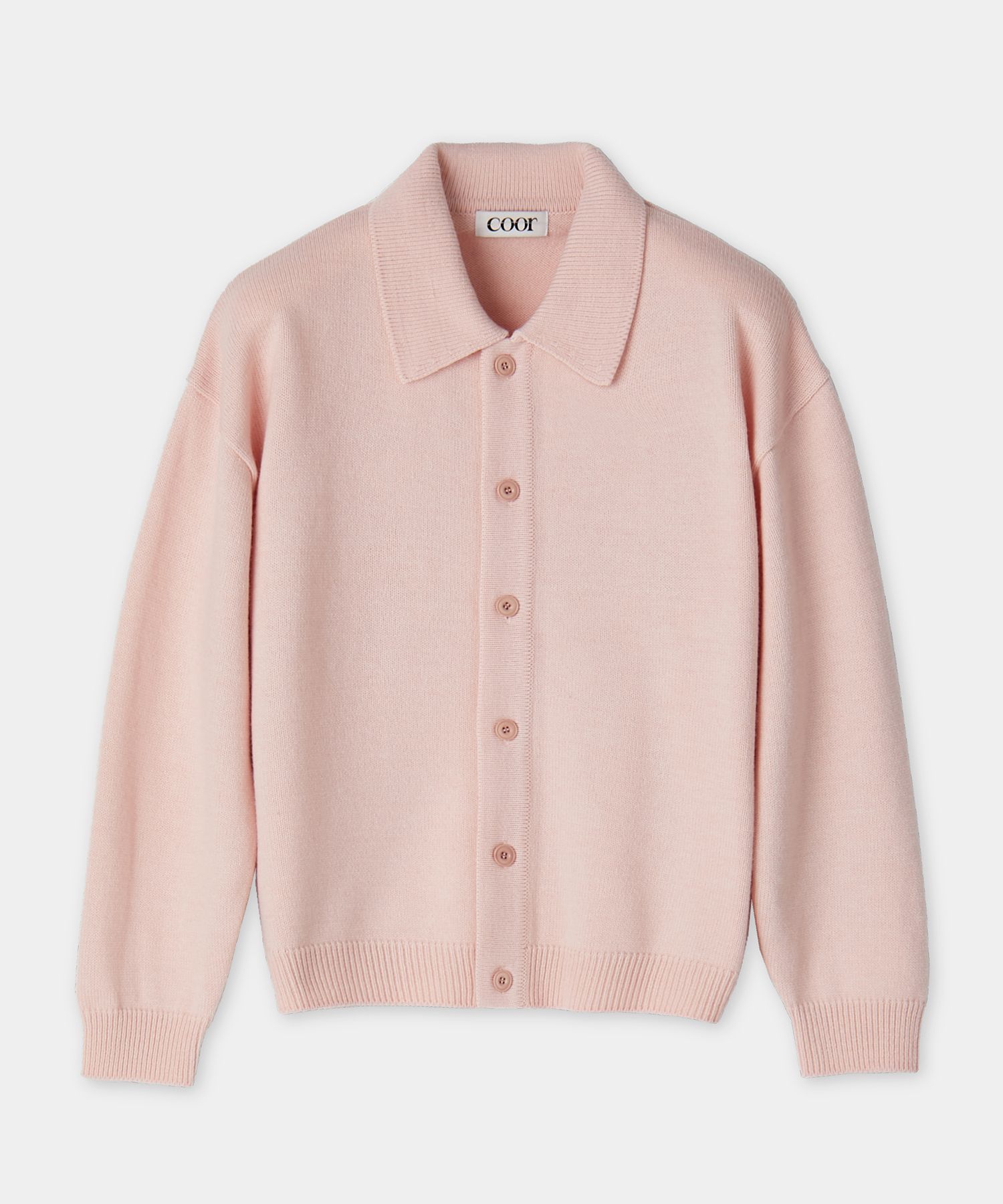 MUSINSA | COOR Topfill Cash Wool Collar Cardigan (Caramel Pink)
