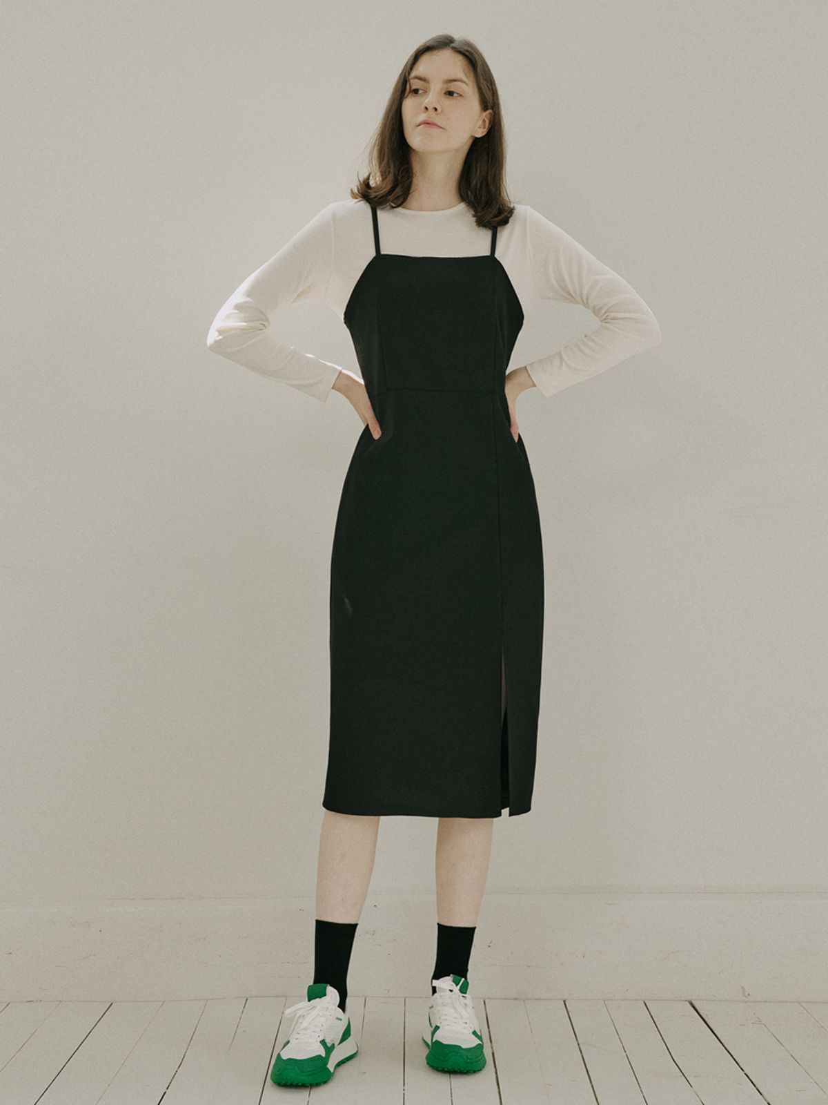 아방(AVANT-G) Black Span Layered Dress - BLACK