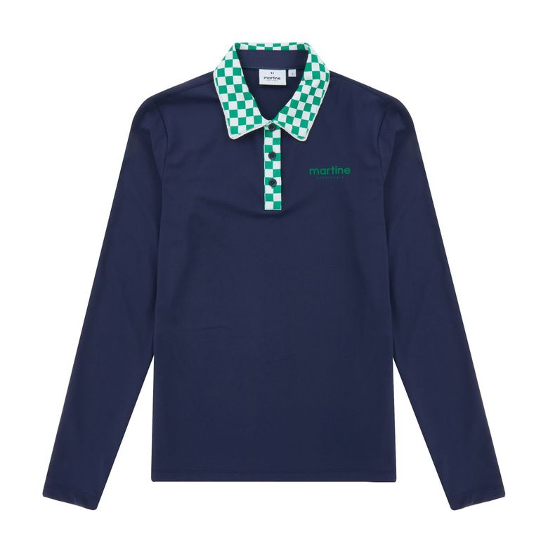 Checker Collar Polo Shirts_Navy