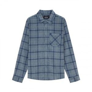 남성) 프린트 체크셔츠(세미오버)_AM3WWH602-BL