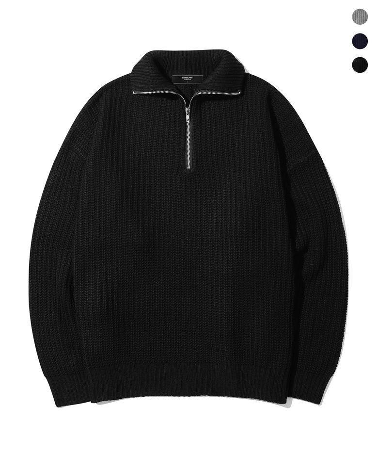 워셔블 하프 집업 카라넥 하찌 니트_3color