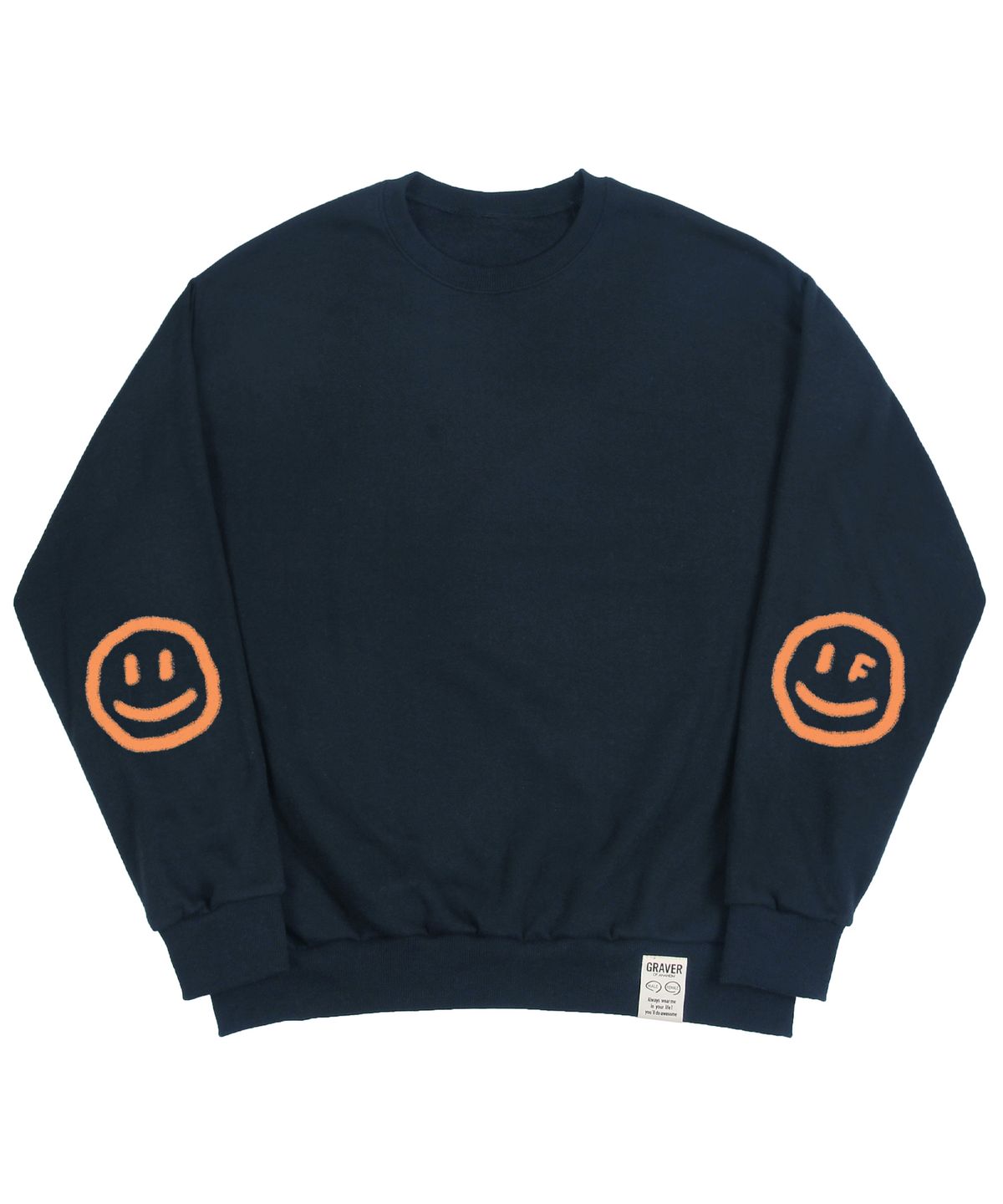 그레이버(GRAVER) [UNISEX]엘보우 스프레이 도트스마일 맨투맨_네이비