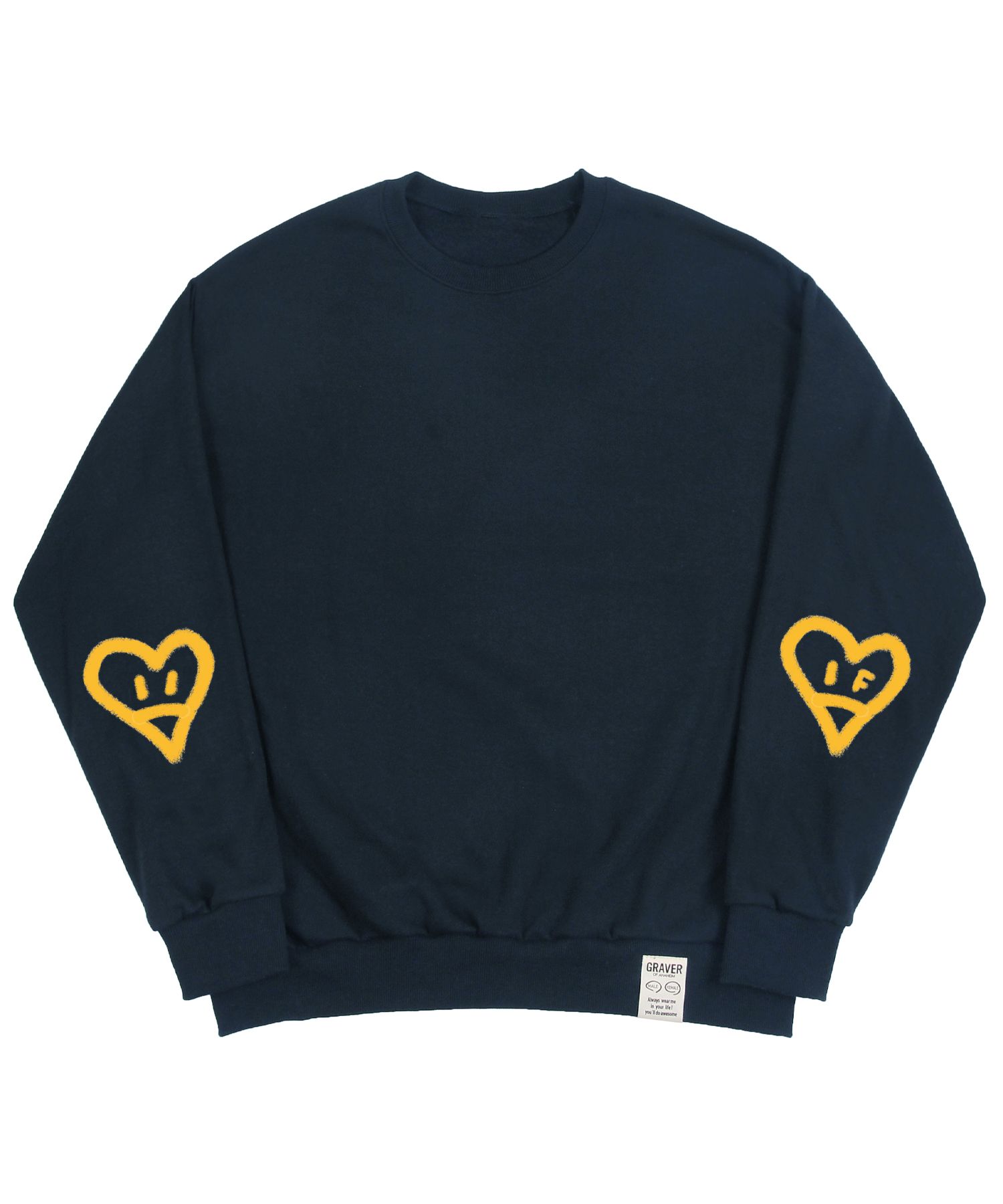 【GRAVER】22FW★ [UNISEX] Elbow Spray Heart Smile Sweatshirt MUSINSA | GRAVER [UNISEX] Elbow Spray Heart Smile
