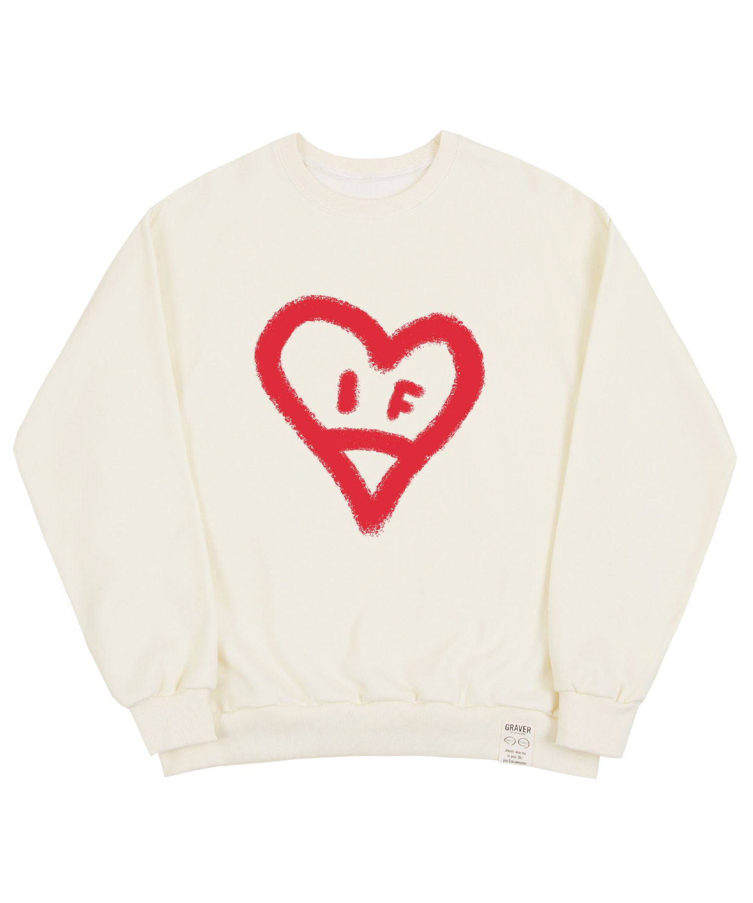 【GRAVER】22FW★ [UNISEX] Big Heart Smile Spray Sweatshirt MUSINSA | GRAVER [UNISEX] Big Heart Smile Spray Sweatshirt_Cream