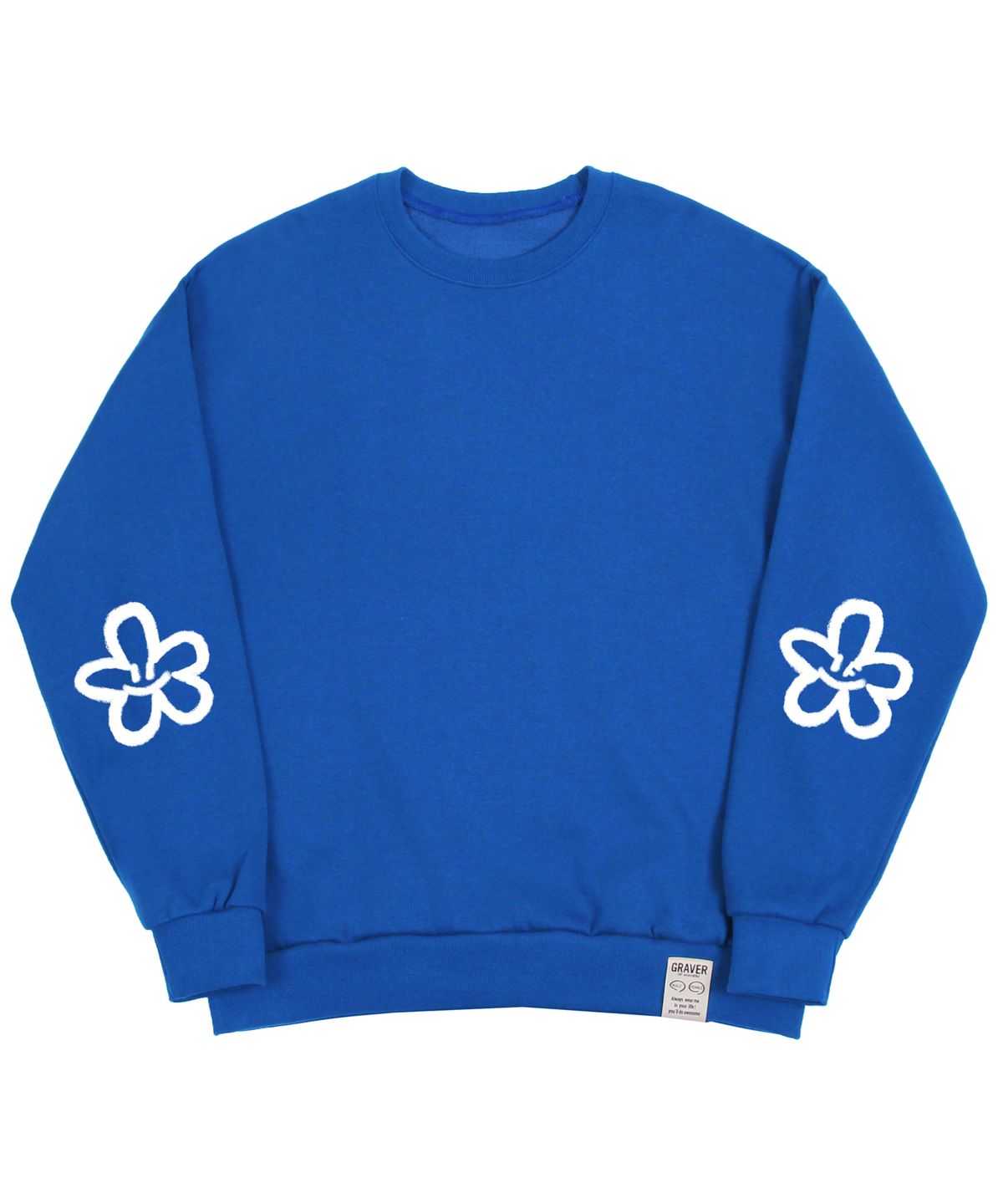 그레이버(GRAVER) [UNISEX]엘보우 스프레이 플라워스마일 맨투맨_코발트블루