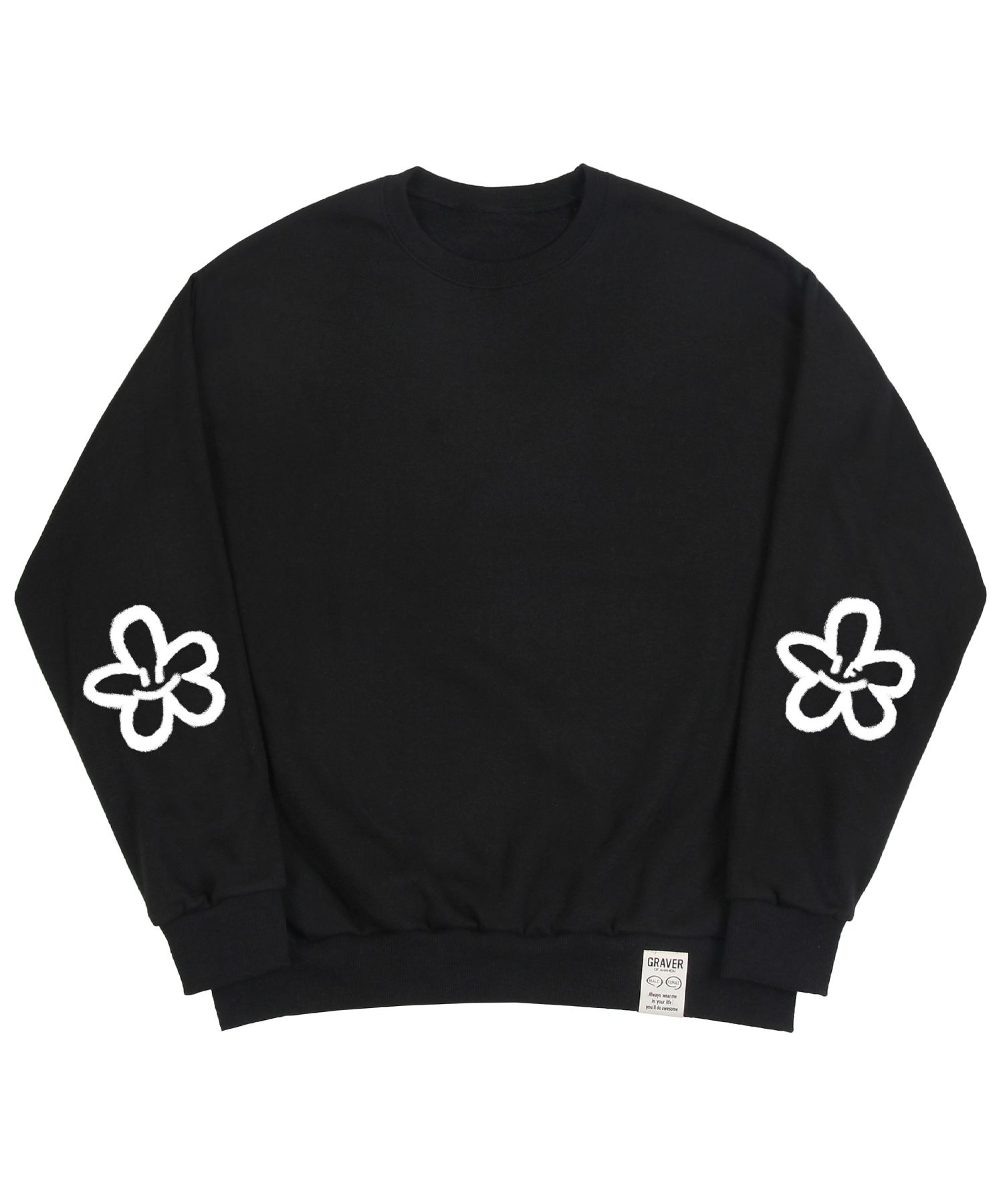 【GRAVER】22FW★ [UNISEX] Elbow Spray Flower Smile Sweat MUSINSA | GRAVER [UNISEX] Elbow Spray Flower Smile