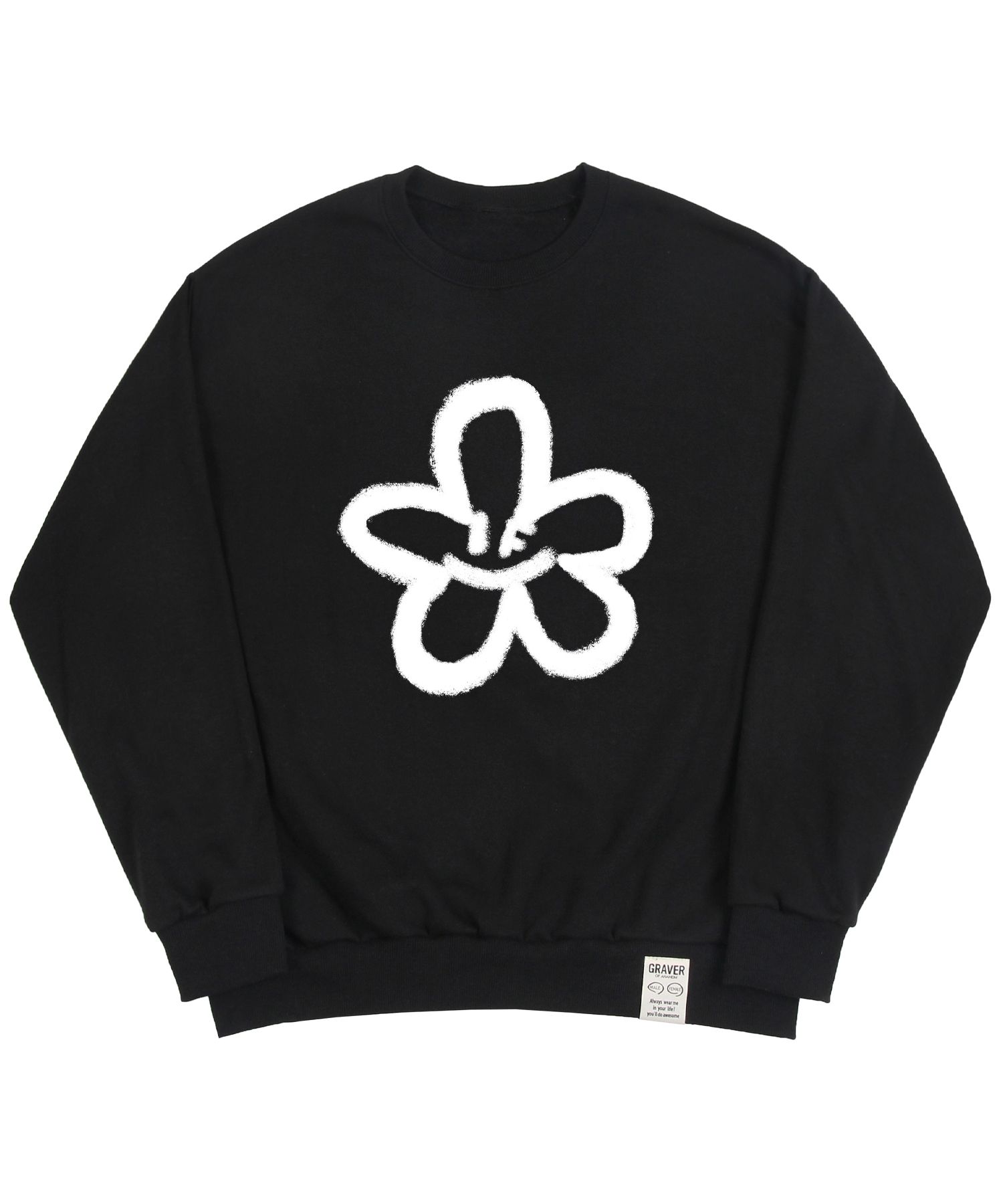 【GRAVER】22FW★ [UNISEX] Big Flower Smile Spray Sweatshirt MUSINSA | GRAVER [UNISEX] Big Flower Smile Spray