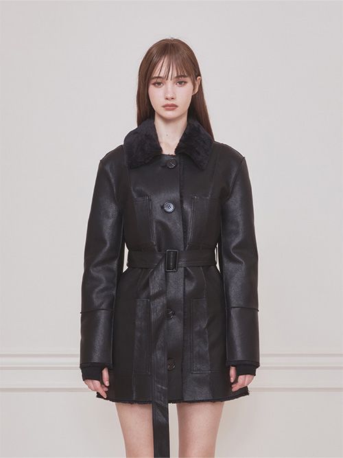 MUSINSA公式 | NOT YOUR ROSE Reversible Leather Mustang (Black)