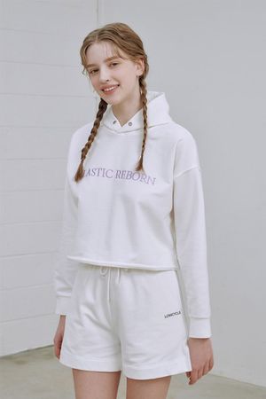 리사이클 CP 쭈리 화이트 크롭  후드티