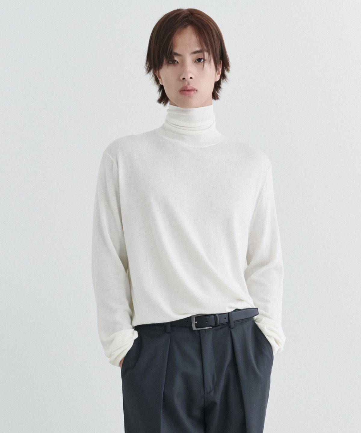 무신사 스탠다드(MUSINSA STANDARD) 메리노 울 블렌드 하이게이지 터틀 넥 니트 [아이보리]