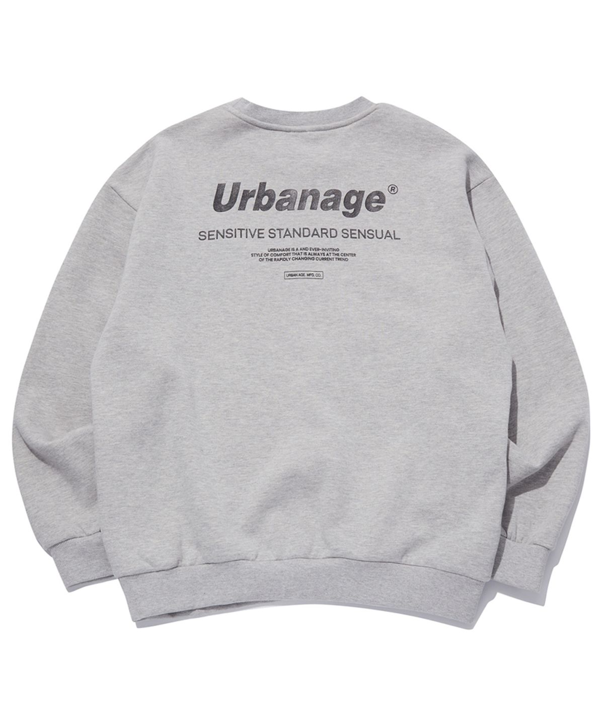 어반에이지(URBANAGE) 컬러센슈얼 오버 기모 맨투맨_멜란지그레이