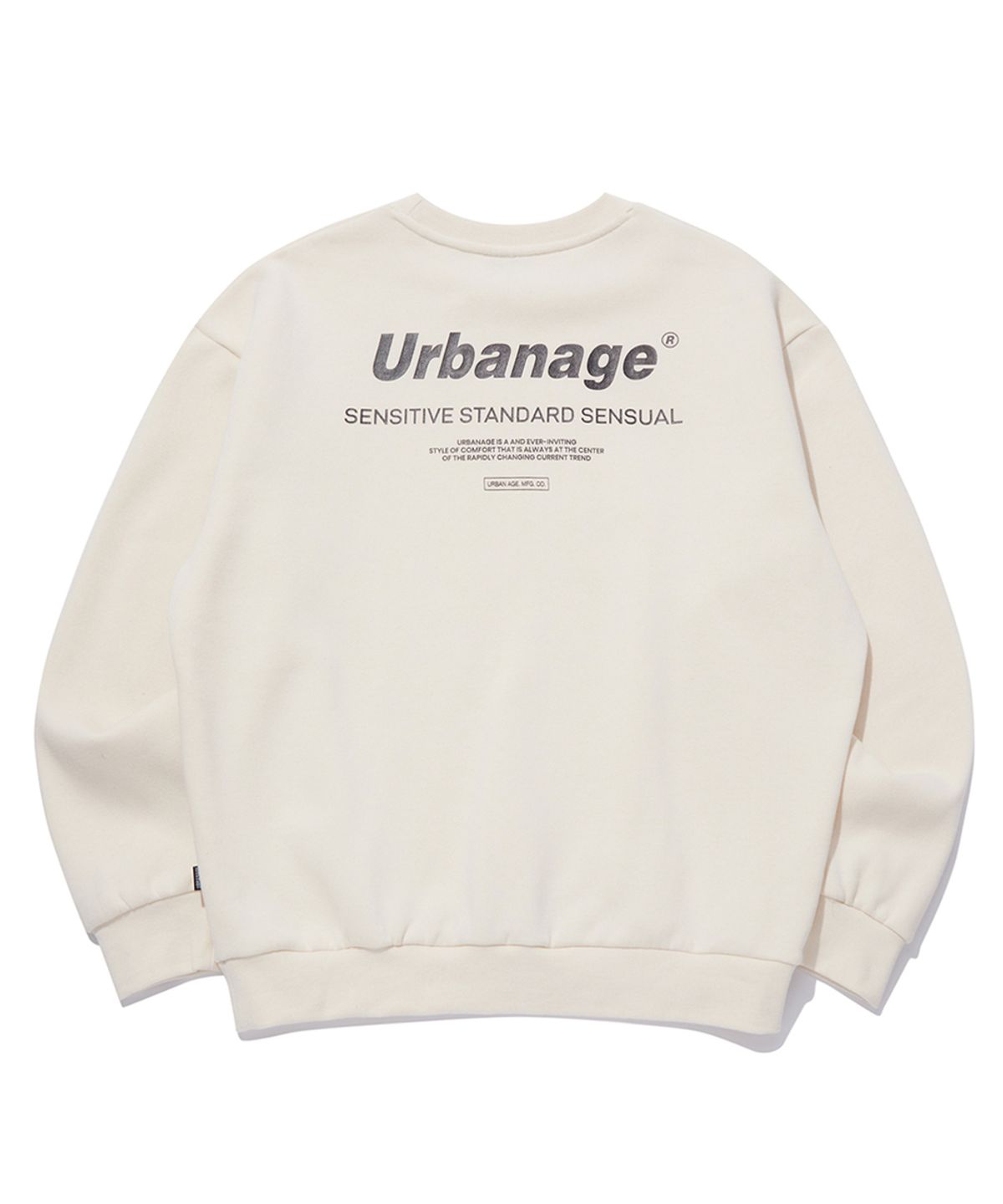 어반에이지(URBANAGE) 컬러센슈얼 오버 기모 맨투맨_크림
