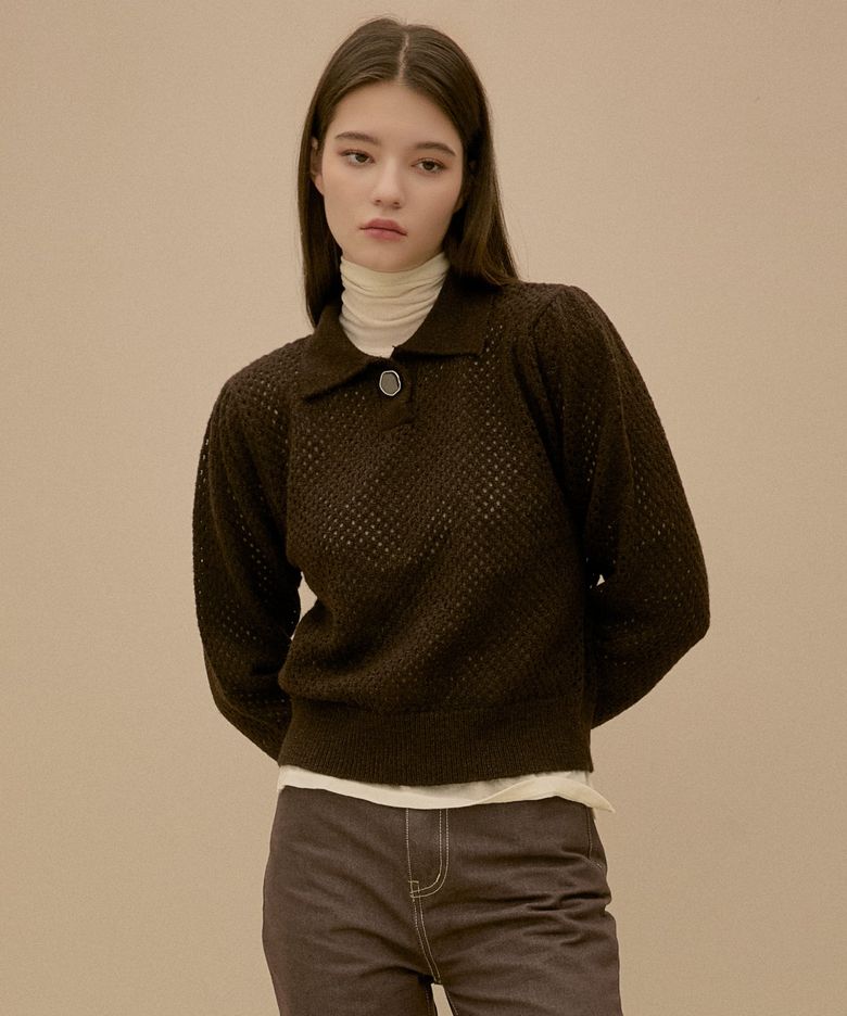 [리사이클] 모헤어 카라 풀오버_COCOA