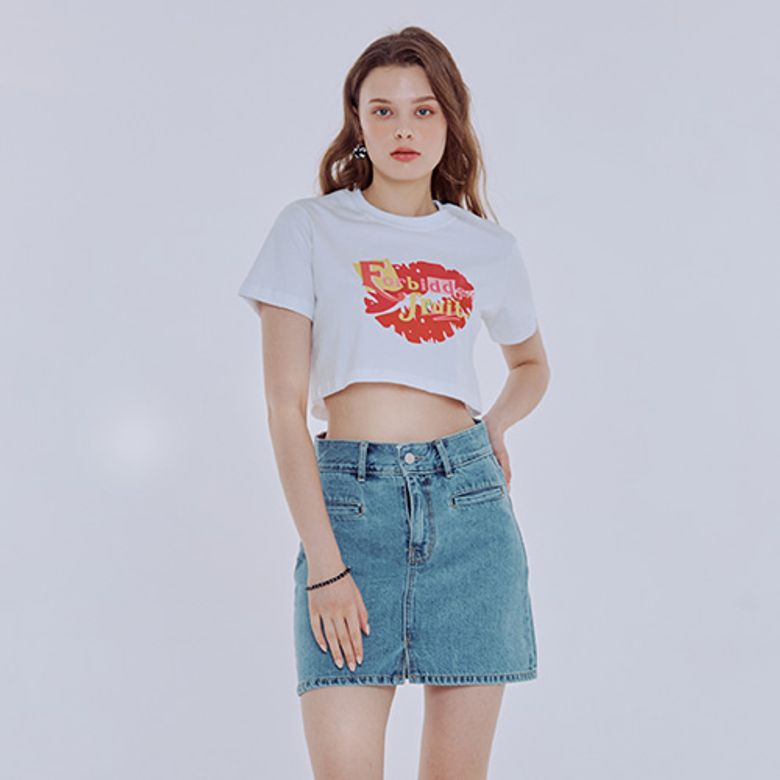 LIPS CROP T-SHIRT (WHITE)