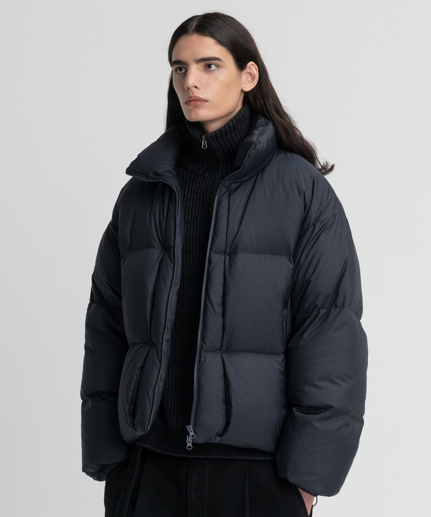 MUSINSA | INSILENCE Drawstring Ripstop down puffer jacket