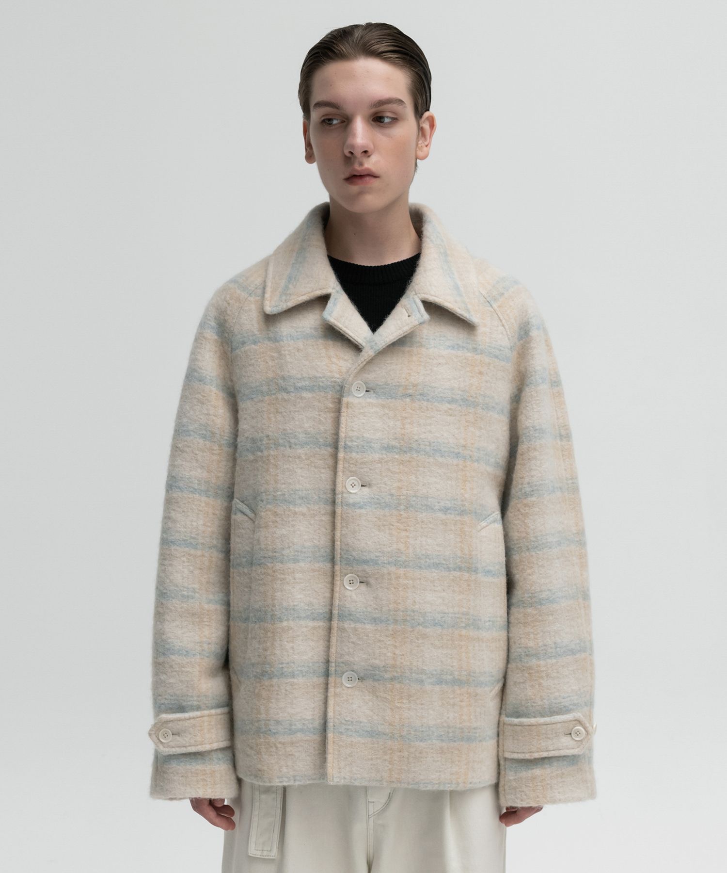 Suri alpaca shaggy check blouson