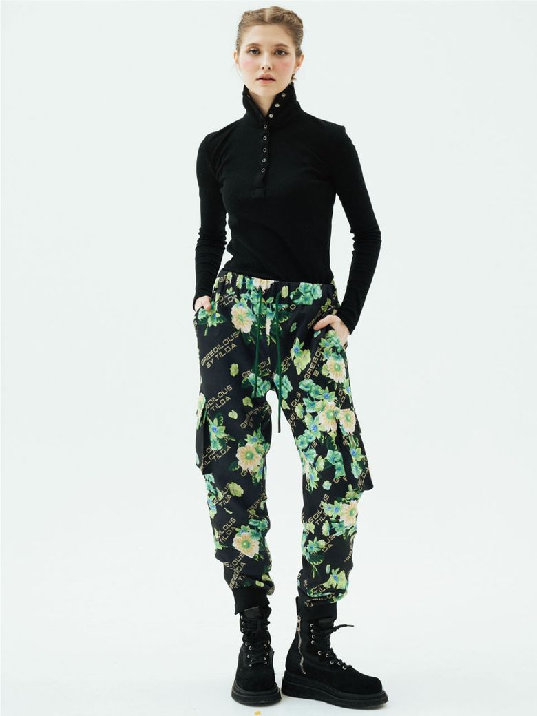 Floral Print Cargo Pants