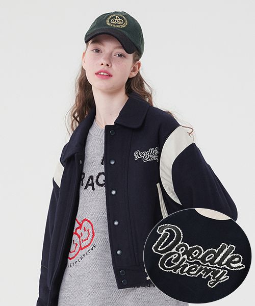 ジャケット KIRSH Doodle Cherry Varsity Jacket Beige KDQWCJW520M MUSINSA公式 | KIRSH Doodle Cherry Varsity Jacket [Beige]
