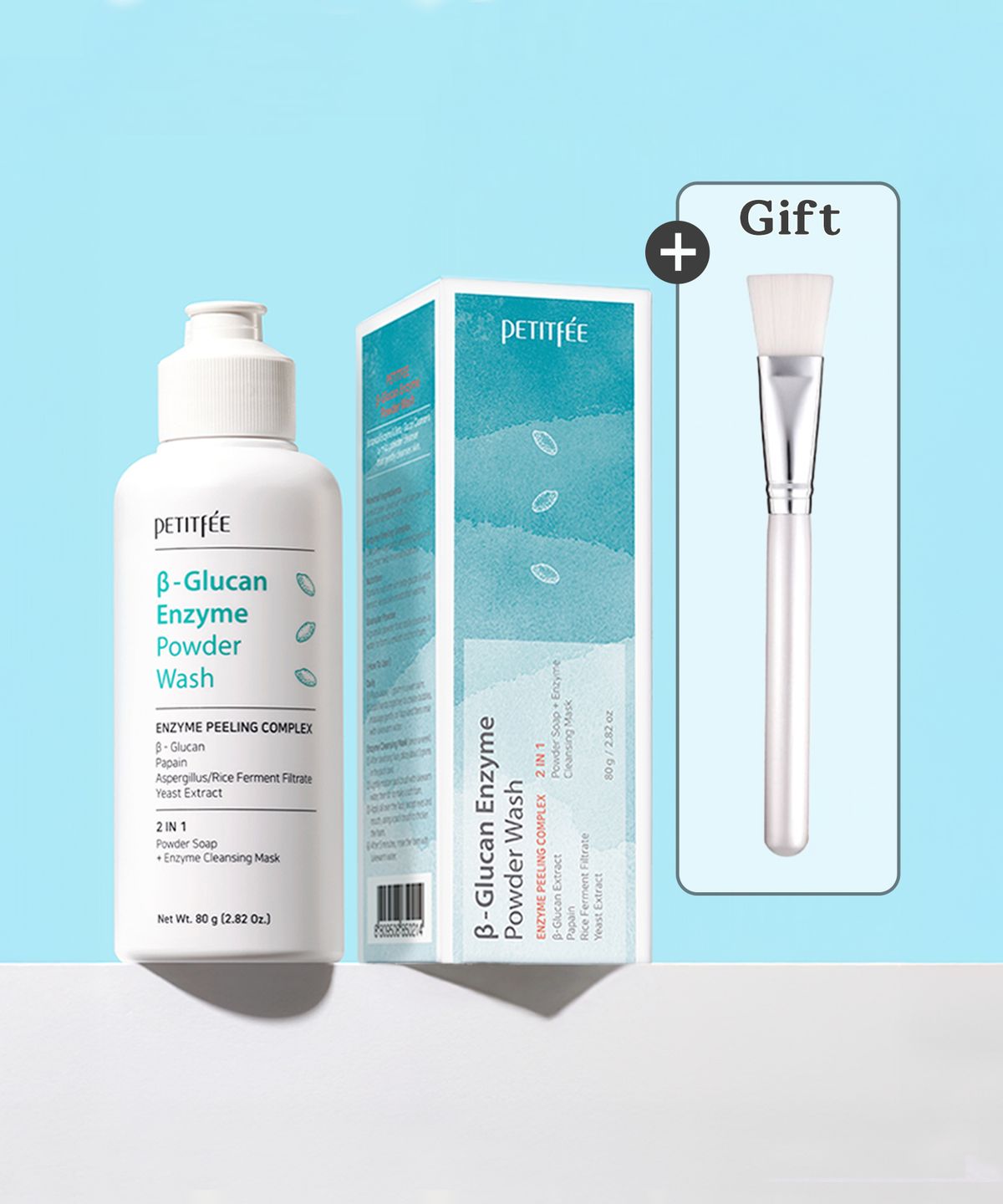쁘띠페(PETITFEE) 베타-글루칸 엔자임 파우더 워시(팩브러쉬증정)