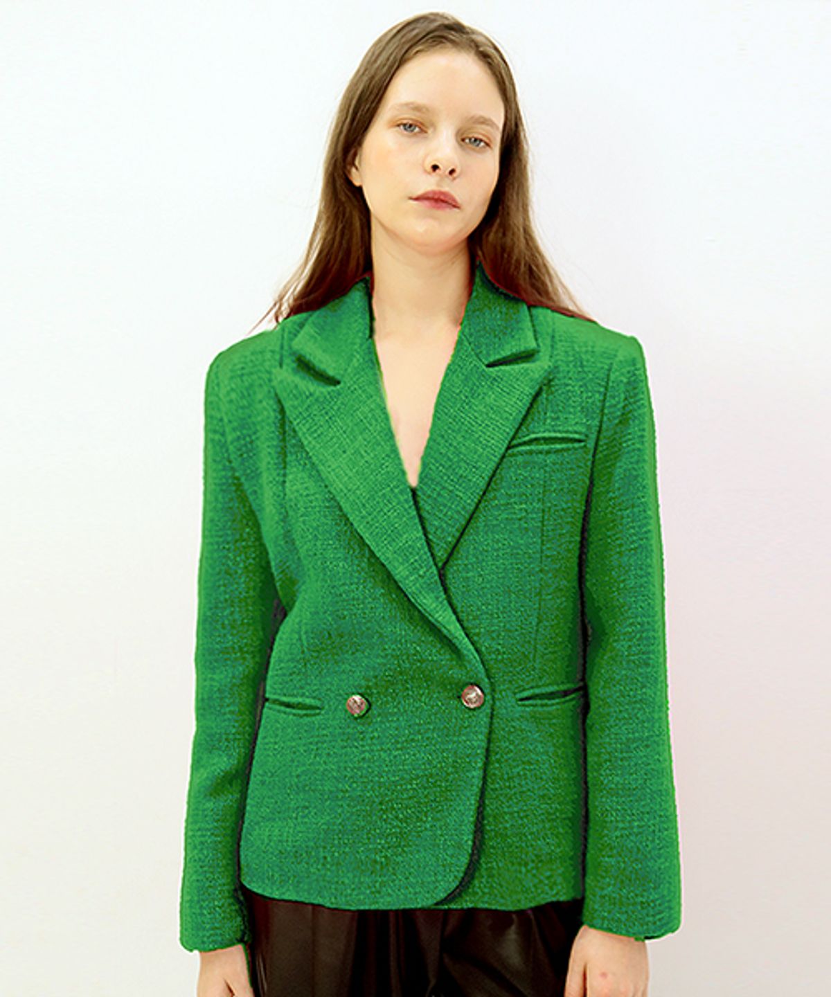 데미지니모닉(DAMAGE MNEMONIC) 오버핏 트위드 그린 자켓_Over fit Tweed Green JK