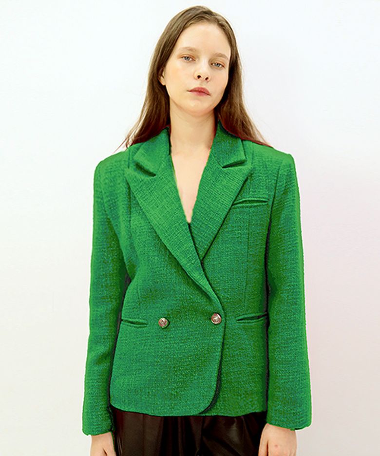 오버핏 트위드 그린 자켓_Over fit Tweed Green JK