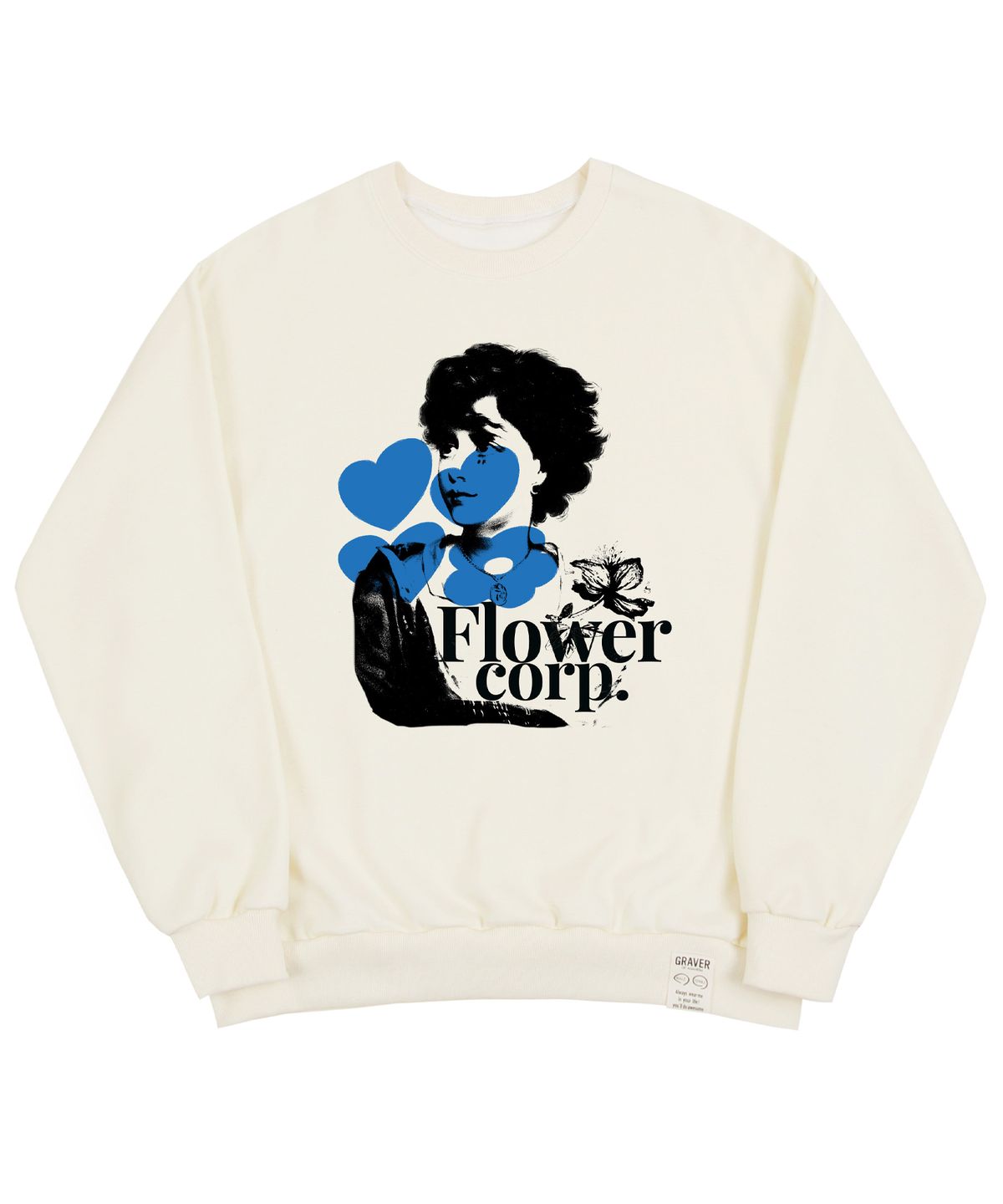 그레이버(GRAVER) [UNISEX]플라워 레이디 앱스트랙트 맨투맨_크림