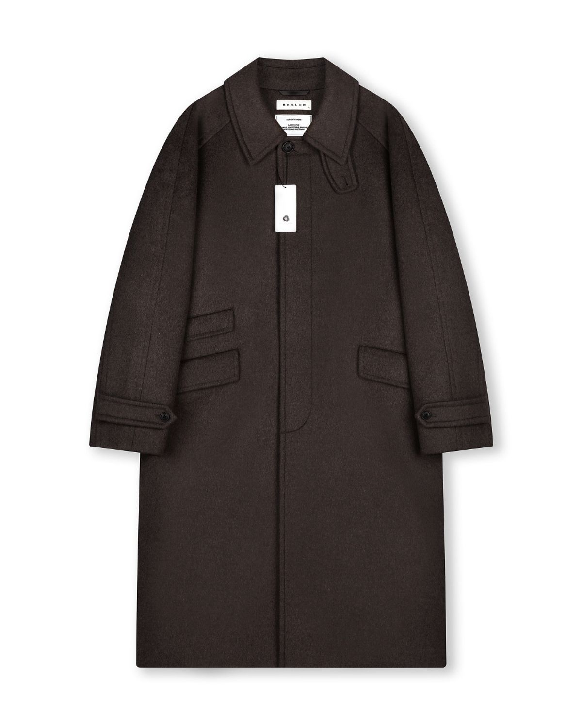 비슬로우(BESLOW) OVERSIZED CASHMERE BALMACAAN COAT MELANGE BROWN