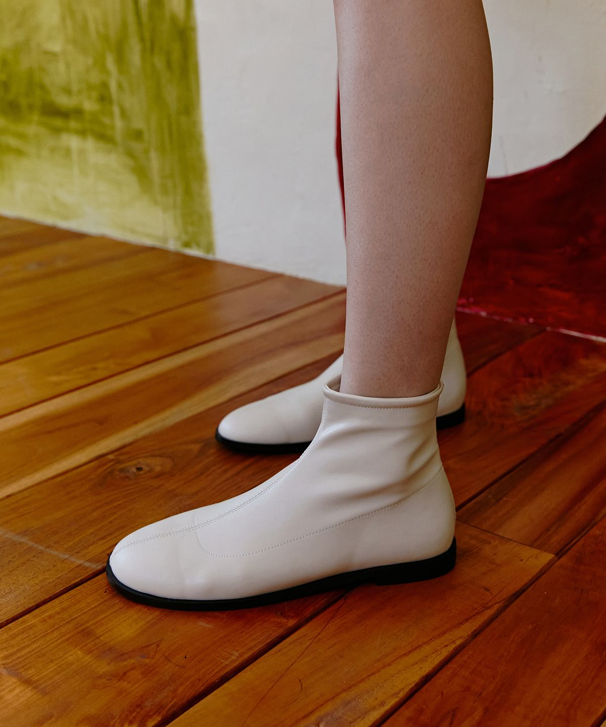 무드나잇(MOODNIGHT) EVAN spanx rounded ankle boots - 3color 라운드 스판 앵클부츠