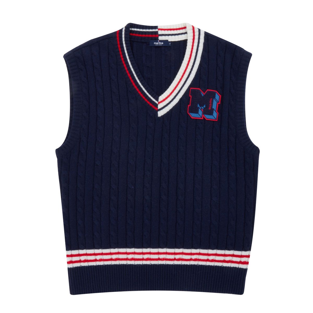 마틴골프(MARTINE GOLF) Cable V-Neck Knit Vest_Navy (Men)