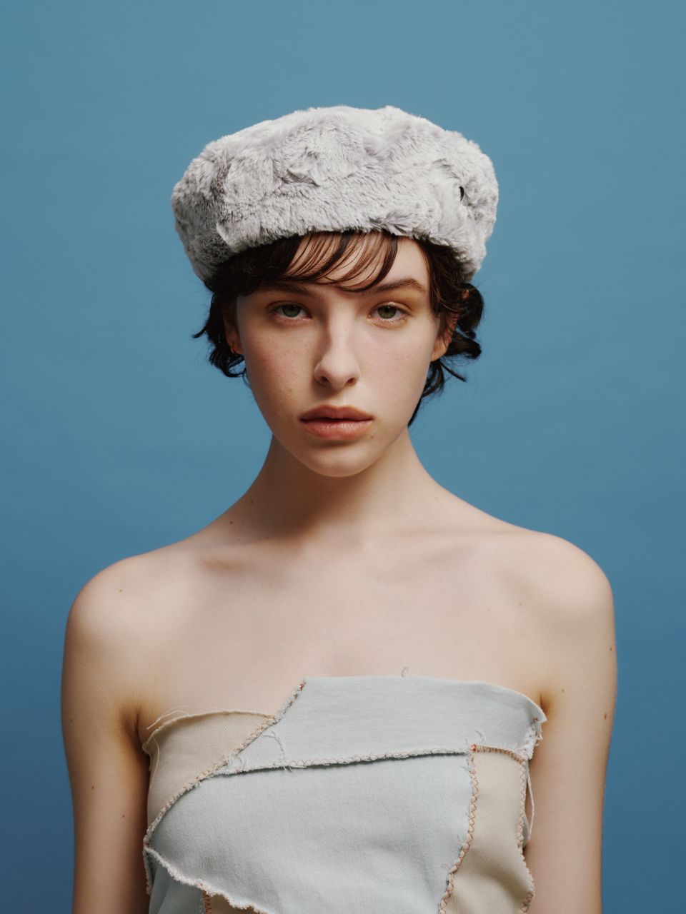 MUSINSA公式 | POESIEDAME [Life PORTRAIT] Fur Ines beret in misty grey