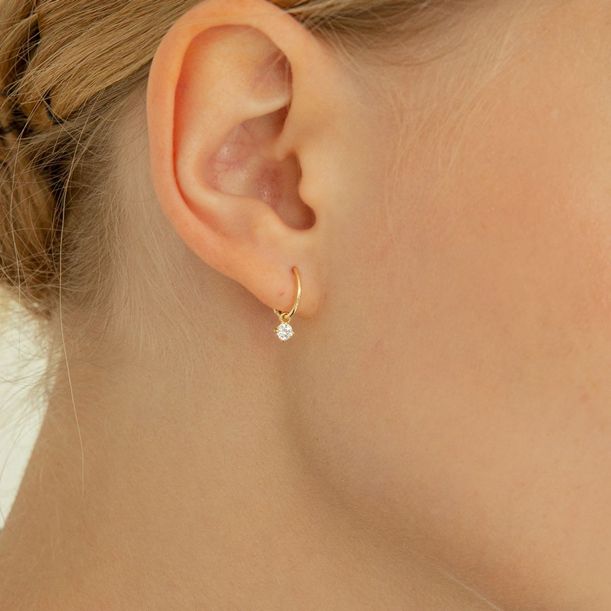 룬느(LUNNE) 14k 10mm 시그니티 큐 드롭 원터치 귀걸이 (14k골드) #L27