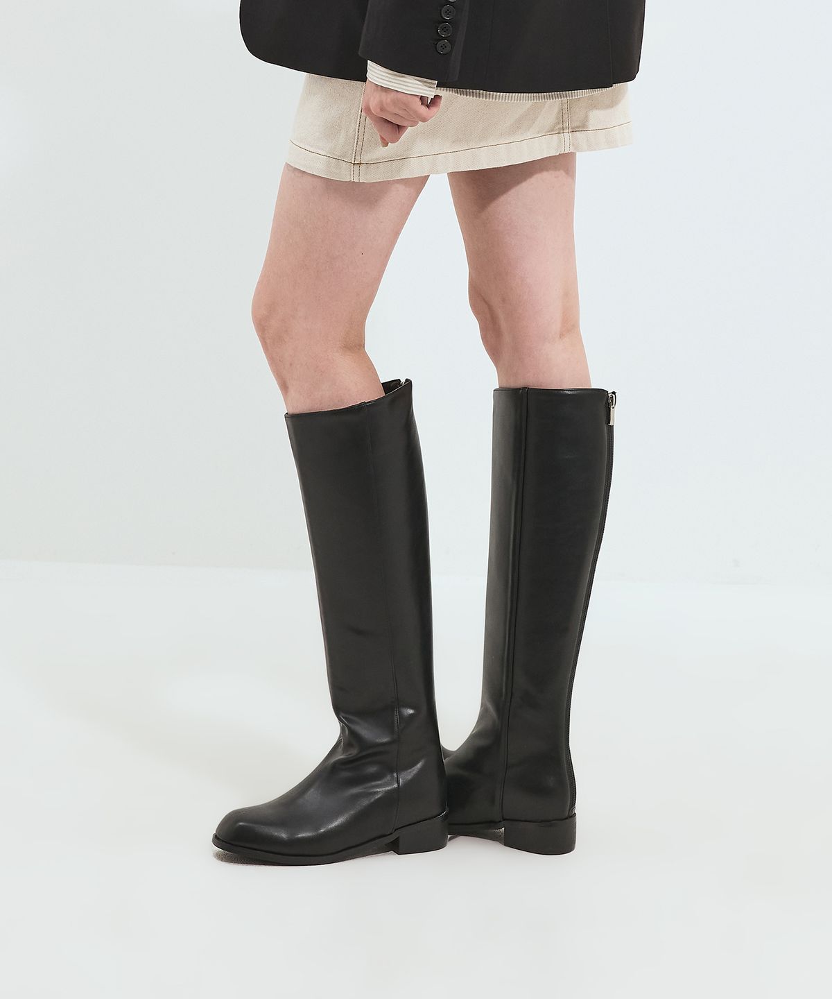 솔트앤초콜릿(SALT AND CHOCOLATE) 스퀘어 토 베이직 롱부츠 412248004 (3cm/2color)