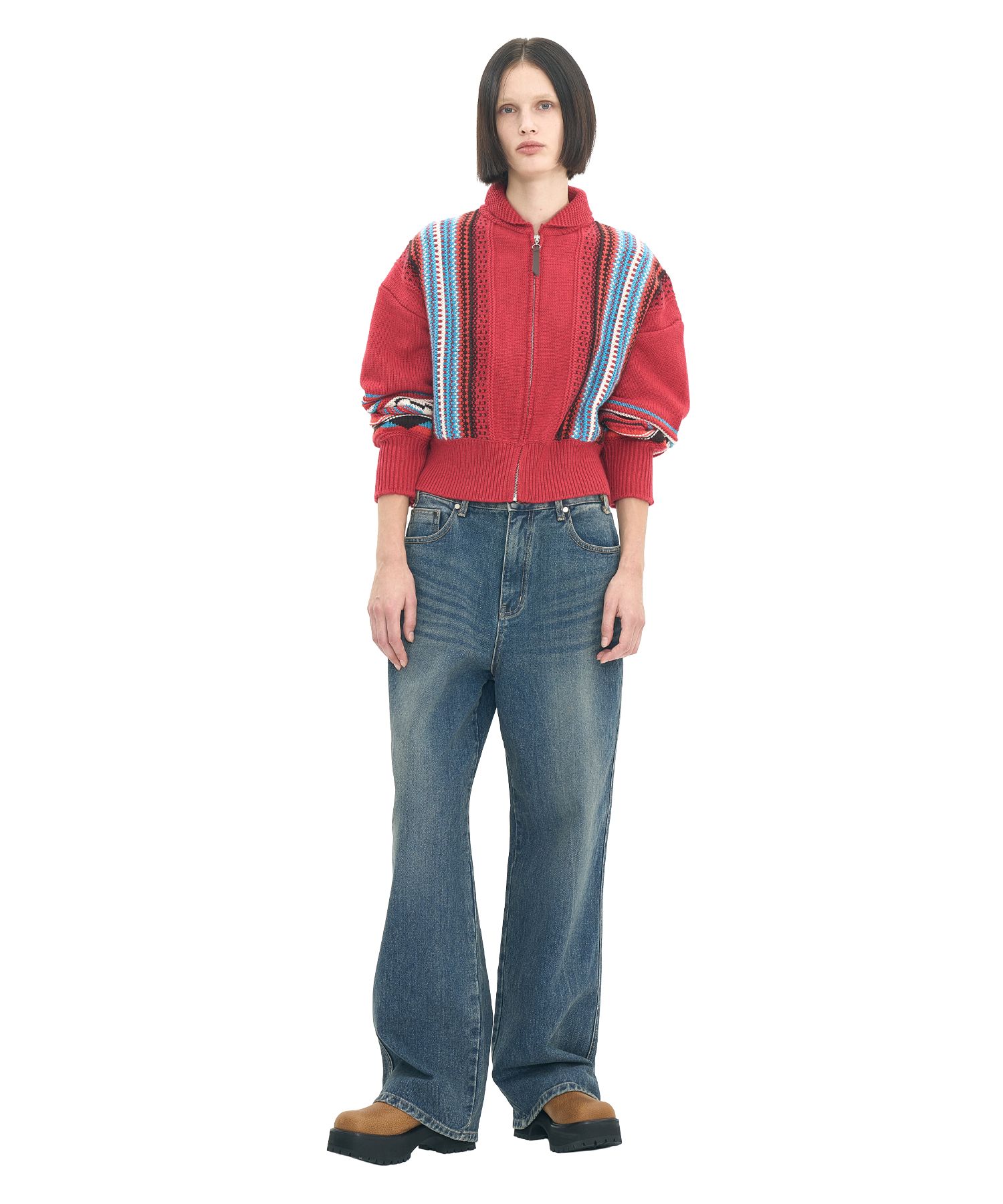 MUSINSA | PARTIMENTO WOMEN Low Rise Wide Leg Jeans_Dark Blue