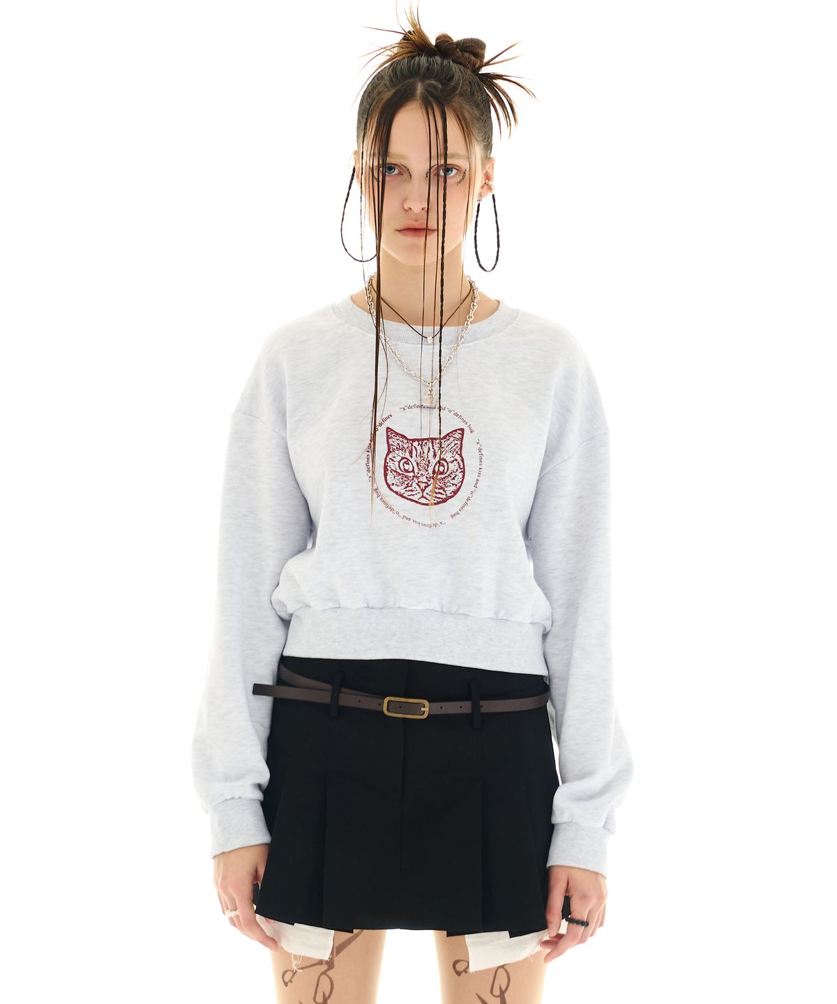 아웃엑소(OUTX.O) patty crop sweatshirt grey