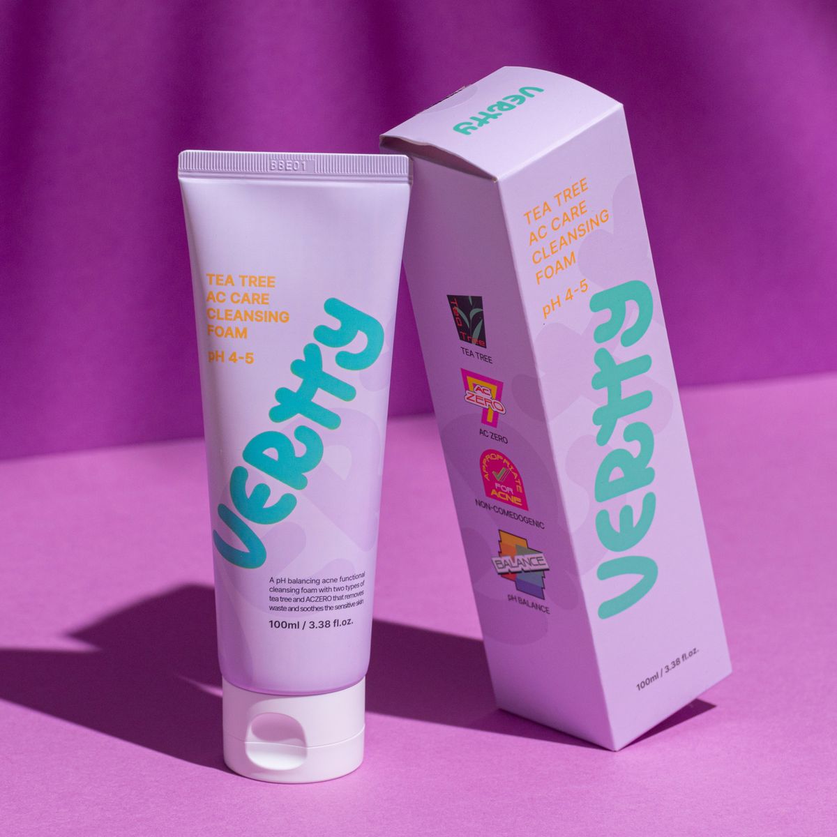 베르티(VERTTY) 여드름 기능성 비건 티트리 AC케어 클렌징폼 100ml 3개
