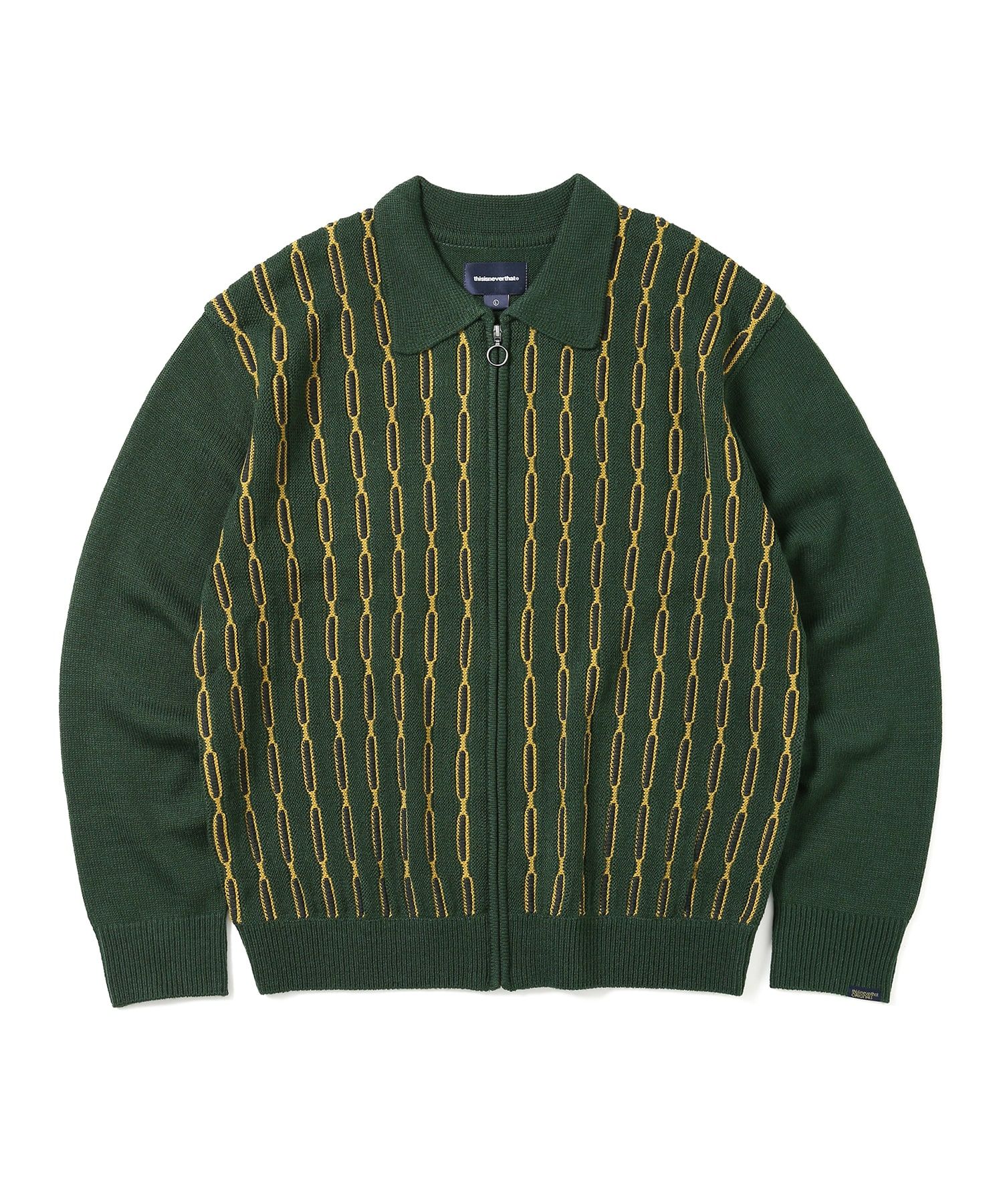 トップス thisisneverthat Chain Zip Up Polo Green MUSINSA公式 | thisisneverthat® Chain Zip Up Polo Green