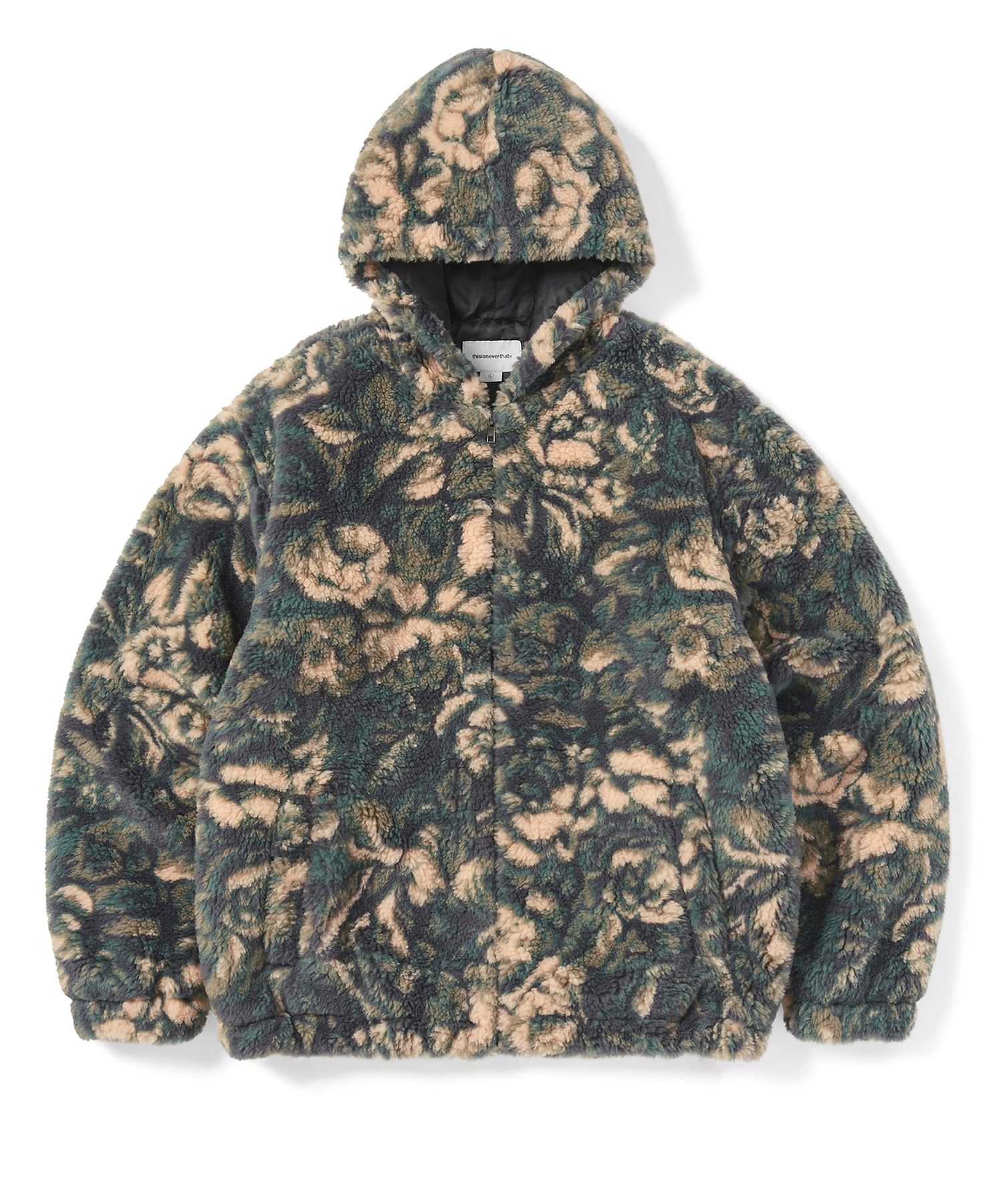 MUSINSA公式 | thisisneverthat Floral Faux Fur Jacket Green