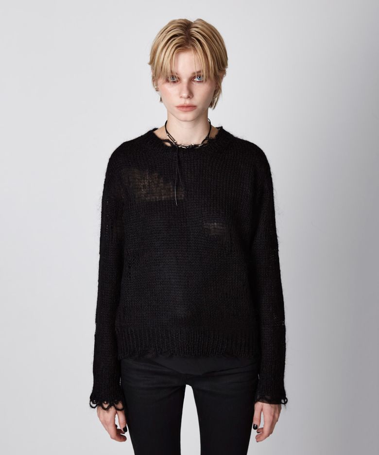 KIDMOHAIR DISTRESSED KNIT (BLACK)
