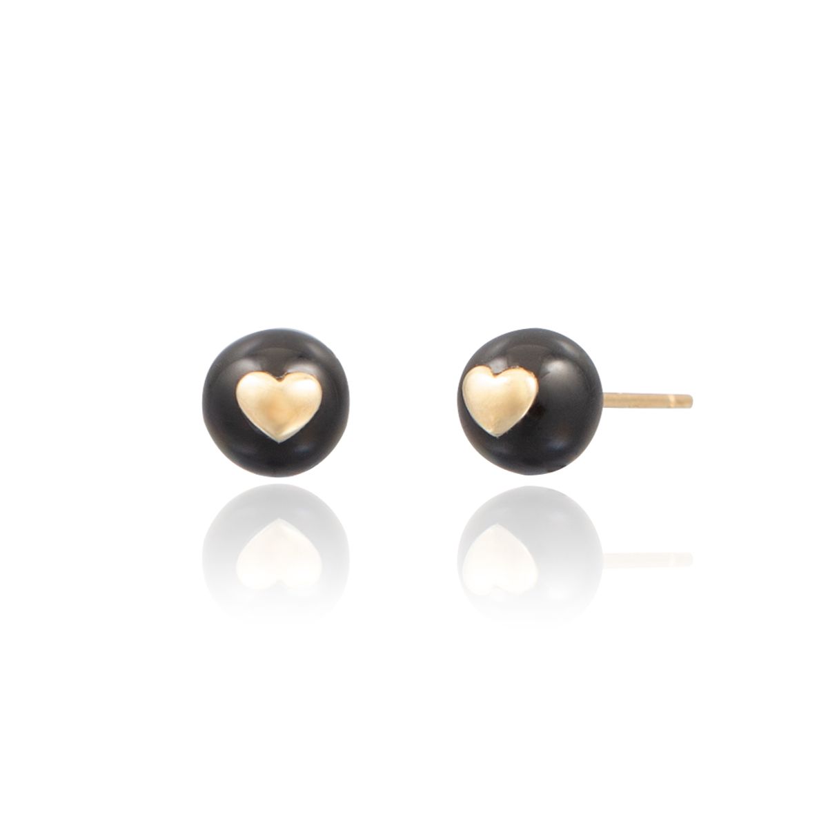 룬느(LUNNE) 14k 블랙 오닉스 하트 귀걸이 (14k골드) C07
