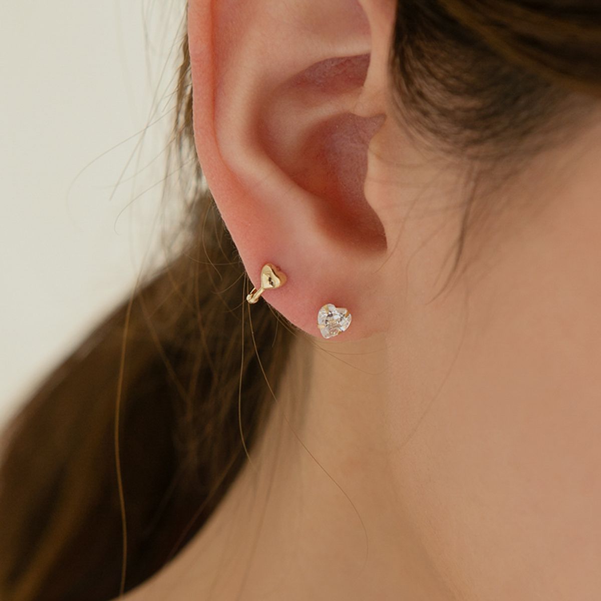 룬느(LUNNE) 14k 미니 하트 6mm 원터치 귀걸이 (14k골드) #ER08
