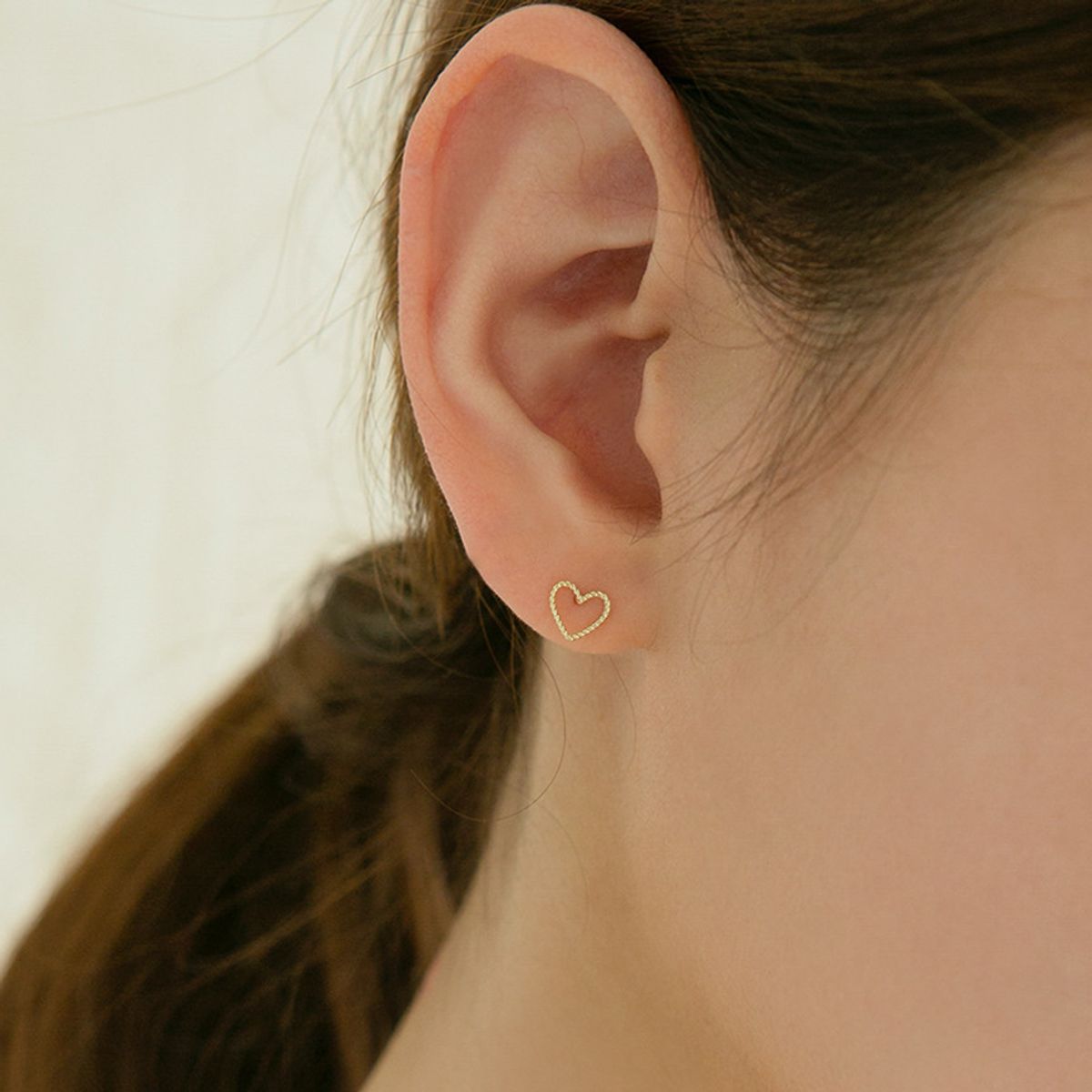 룬느(LUNNE) 14k 도트 라인 하트 귀걸이 (14k골드) #ES16