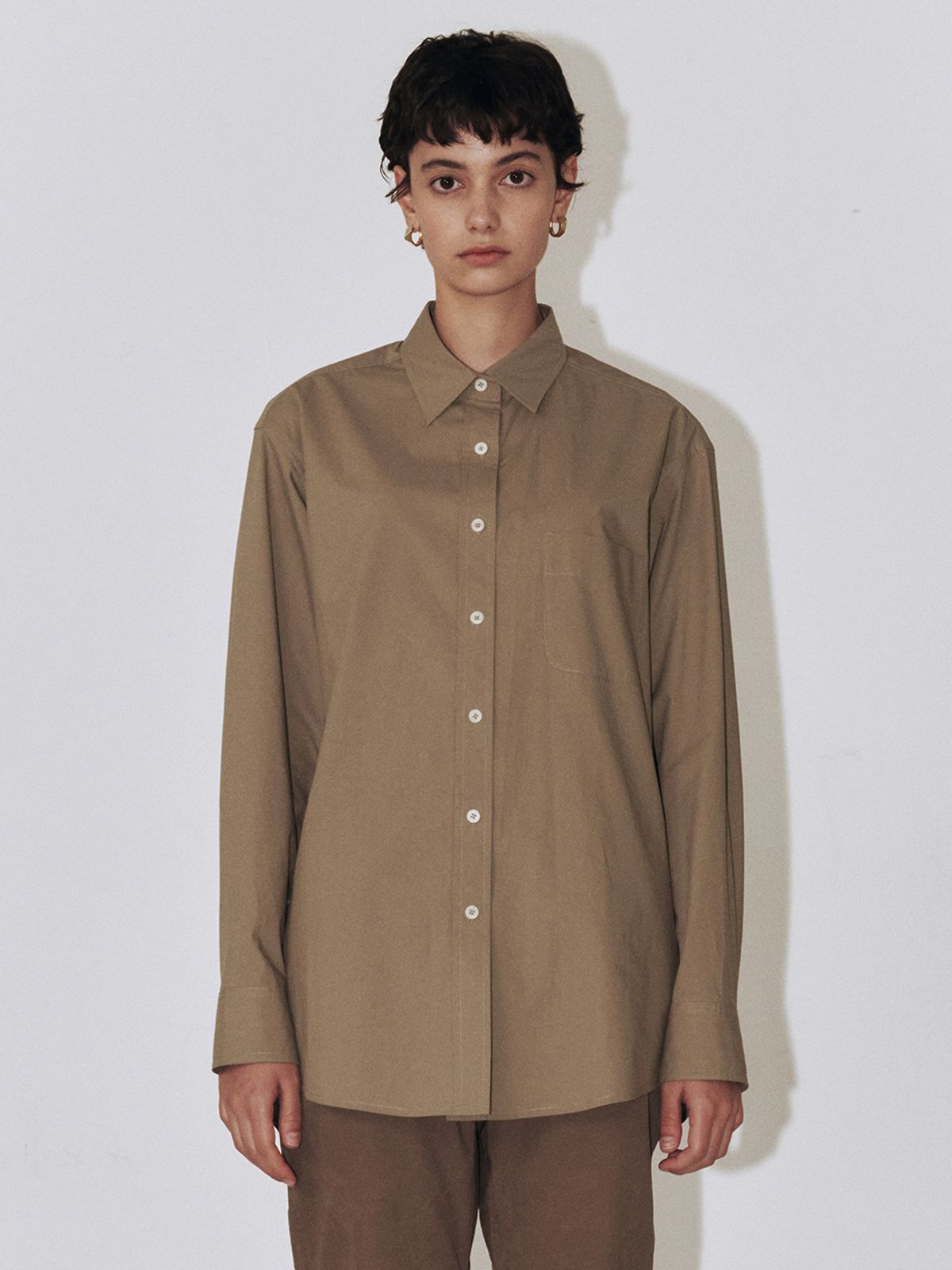 플로우먼(FLOWOMEN) Color Point Cotton Shirt_Olive Khaki