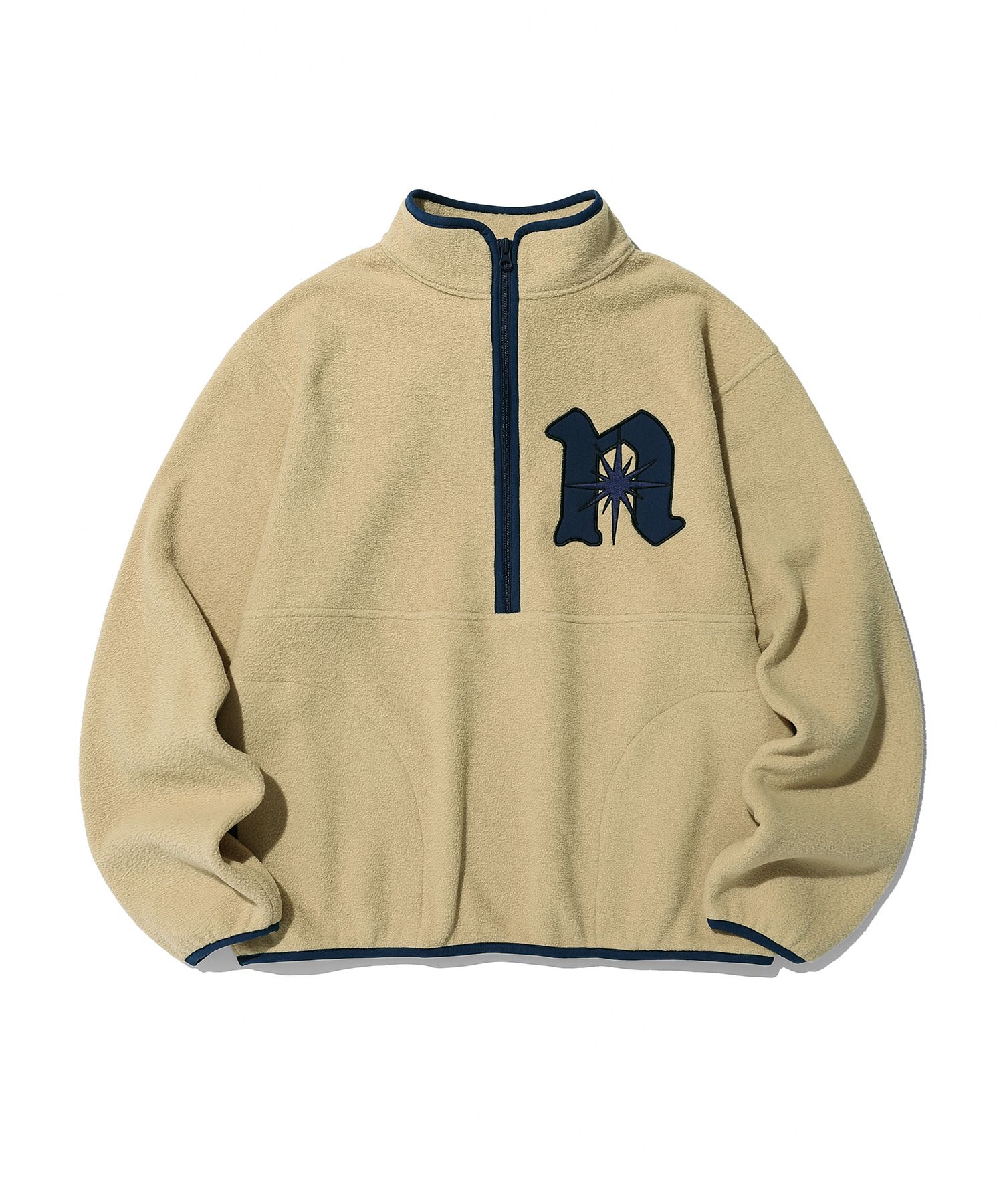 MUSINSA | NICE GHOST CLUB FLEECE HALF ZIP PULLOVER_BEIGE(NG2CFUB931A)